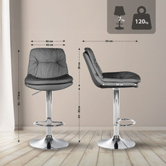 Barhocker Laurel Kunstleder chrom - grau