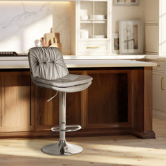 Barhocker Laurel Kunstleder chrom - grau