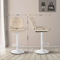 Barhocker Laurel Stoff wei� - creme
