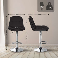 Barhocker Laurel Stoff chrom - schwarz