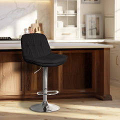 Barhocker Laurel Stoff chrom - schwarz
