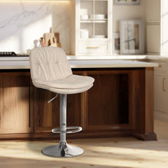 Barhocker Laurel Stoff chrom - creme