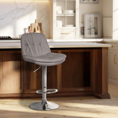 Barhocker Laurel Stoff chrom - grau
