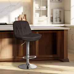 Barhocker Laurel Stoff chrom - dunkelgrau