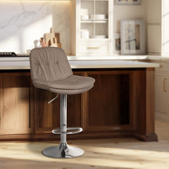 Barhocker Laurel Stoff chrom - taupe