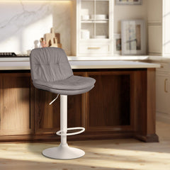 Barhocker Laurel Stoff wei� - grau
