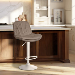 Barhocker Laurel Stoff wei� - taupe