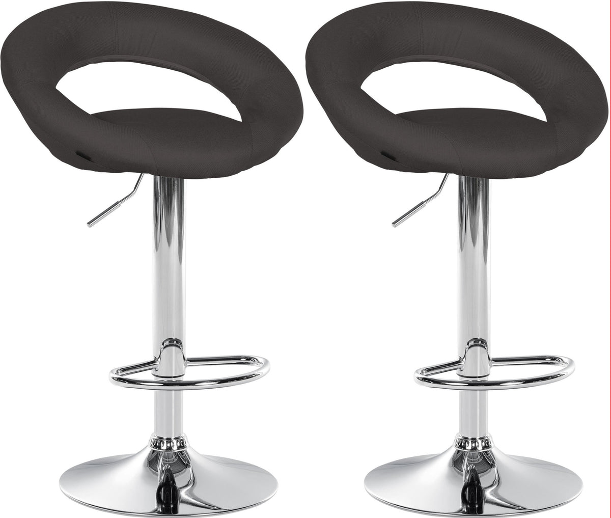 2er Set Barhocker Olinda Stoff Chrom - dunkelgrau