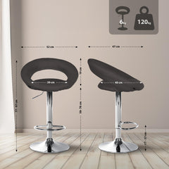 2er Set Barhocker Olinda Stoff Chrom - dunkelgrau