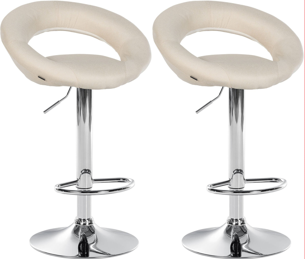 2er Set Barhocker Olinda Stoff Chrom - creme