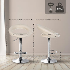 2er Set Barhocker Olinda Stoff Chrom - creme