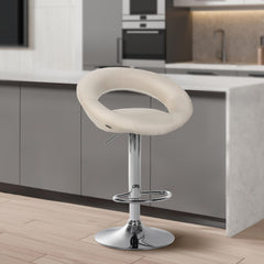 2er Set Barhocker Olinda Stoff Chrom - creme
