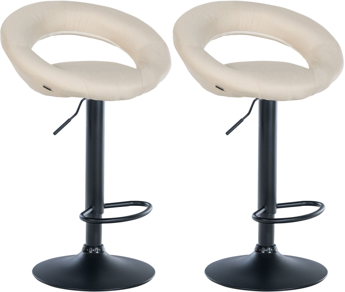 2er Set Barhocker Olinda Stoff schwarz - creme