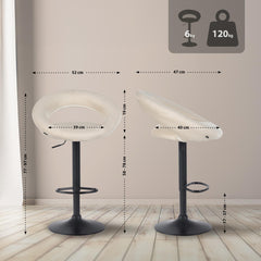 2er Set Barhocker Olinda Stoff schwarz - creme
