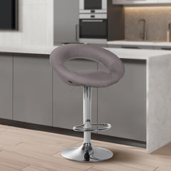 2er Set Barhocker Olinda Stoff Chrom - grau