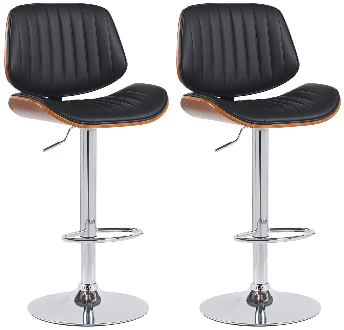 2er Set Barhocker Clawson Kunstleder chrom - walnuss/schwarz