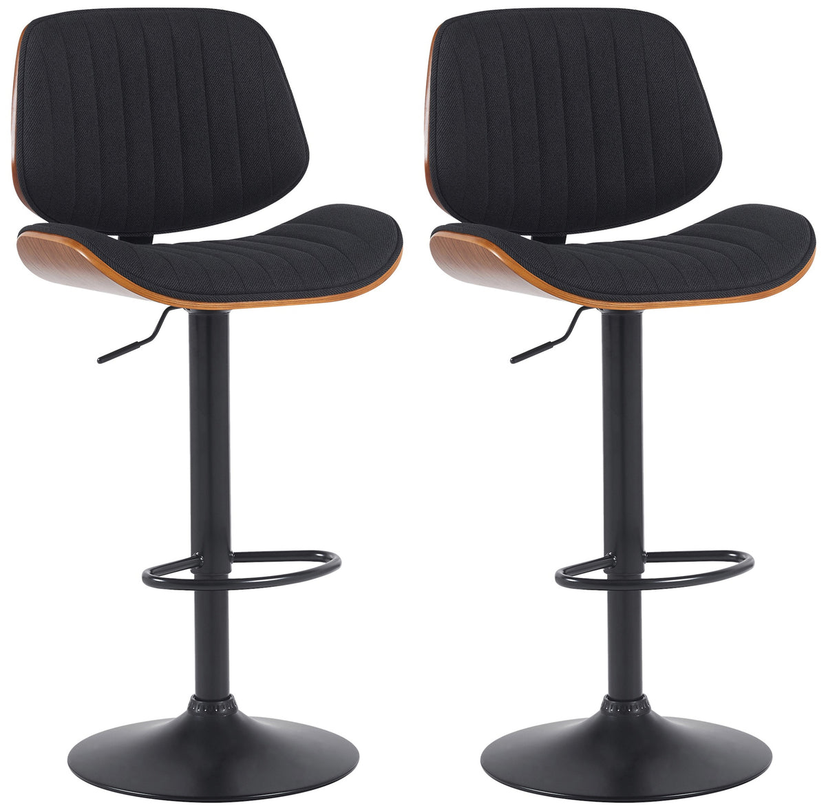 2er Set Barhocker Clawson Stoff schwarz - walnuss/schwarz