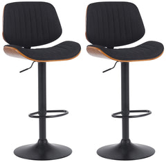 2er Set Barhocker Clawson Stoff schwarz - walnuss/schwarz