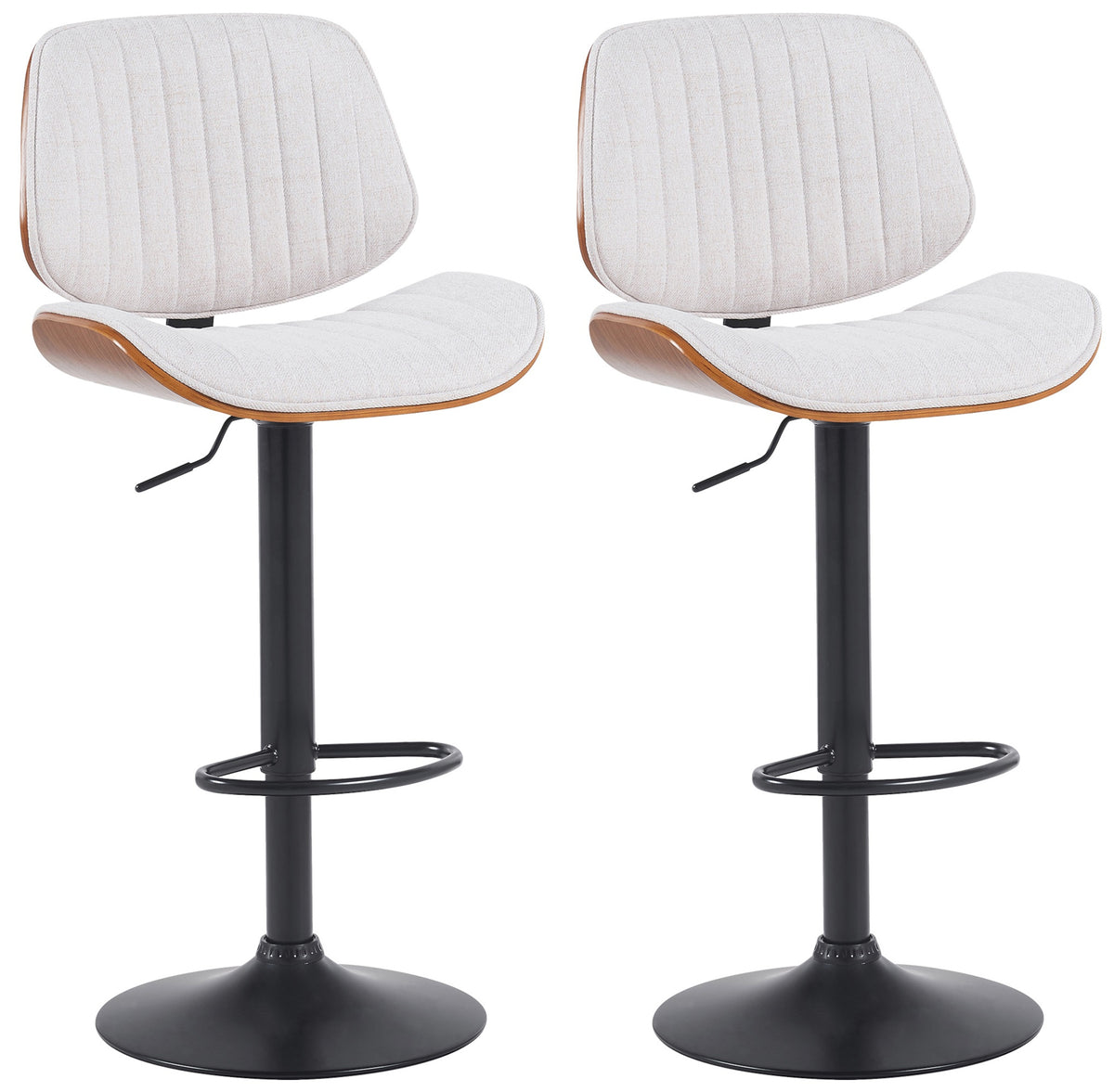 2er Set Barhocker Clawson Stoff schwarz - walnuss/creme