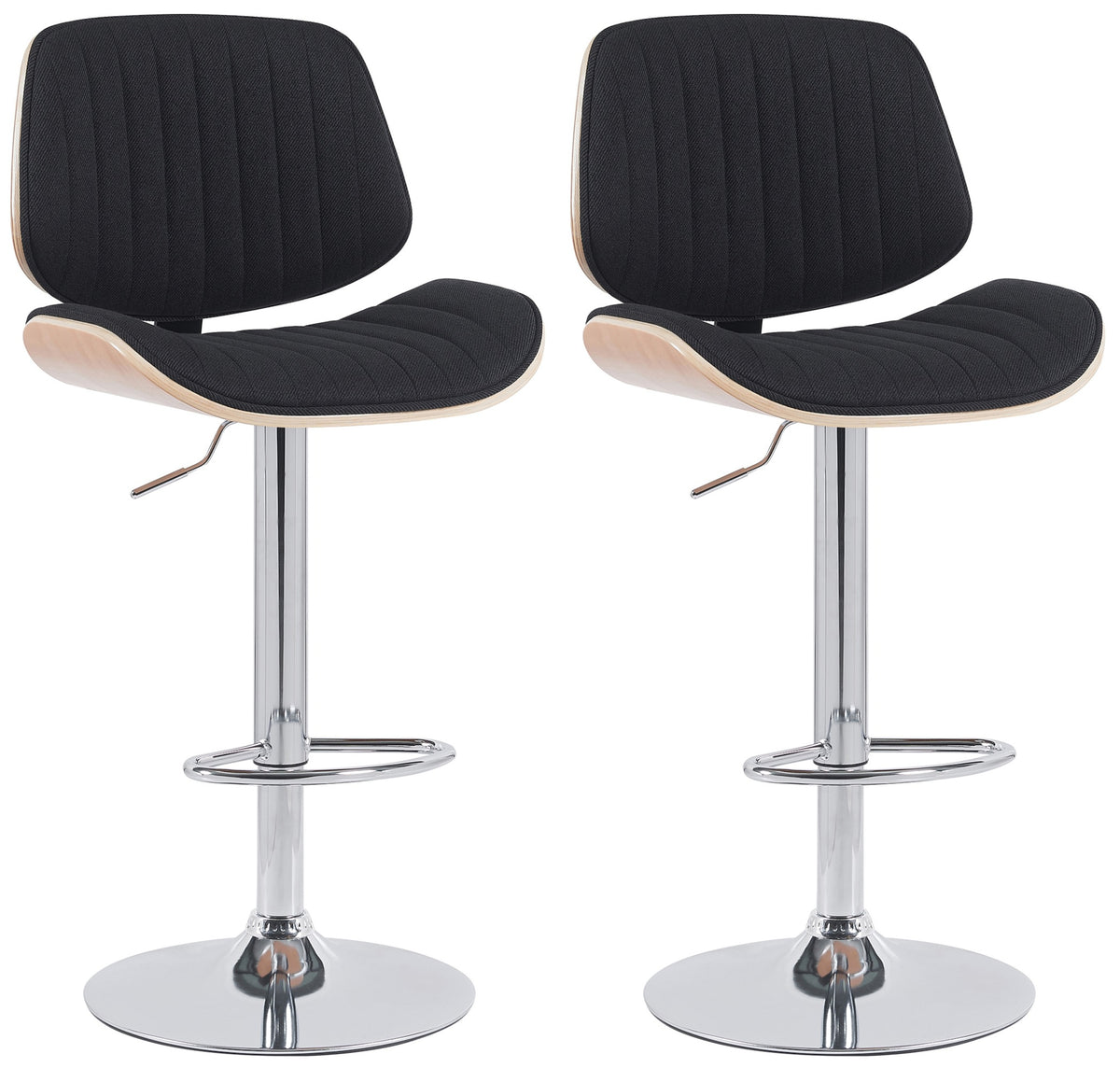 2er Set Barhocker Clawson Stoff chrom - natura/schwarz