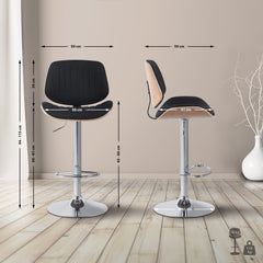 2er Set Barhocker Clawson Stoff chrom - natura/schwarz