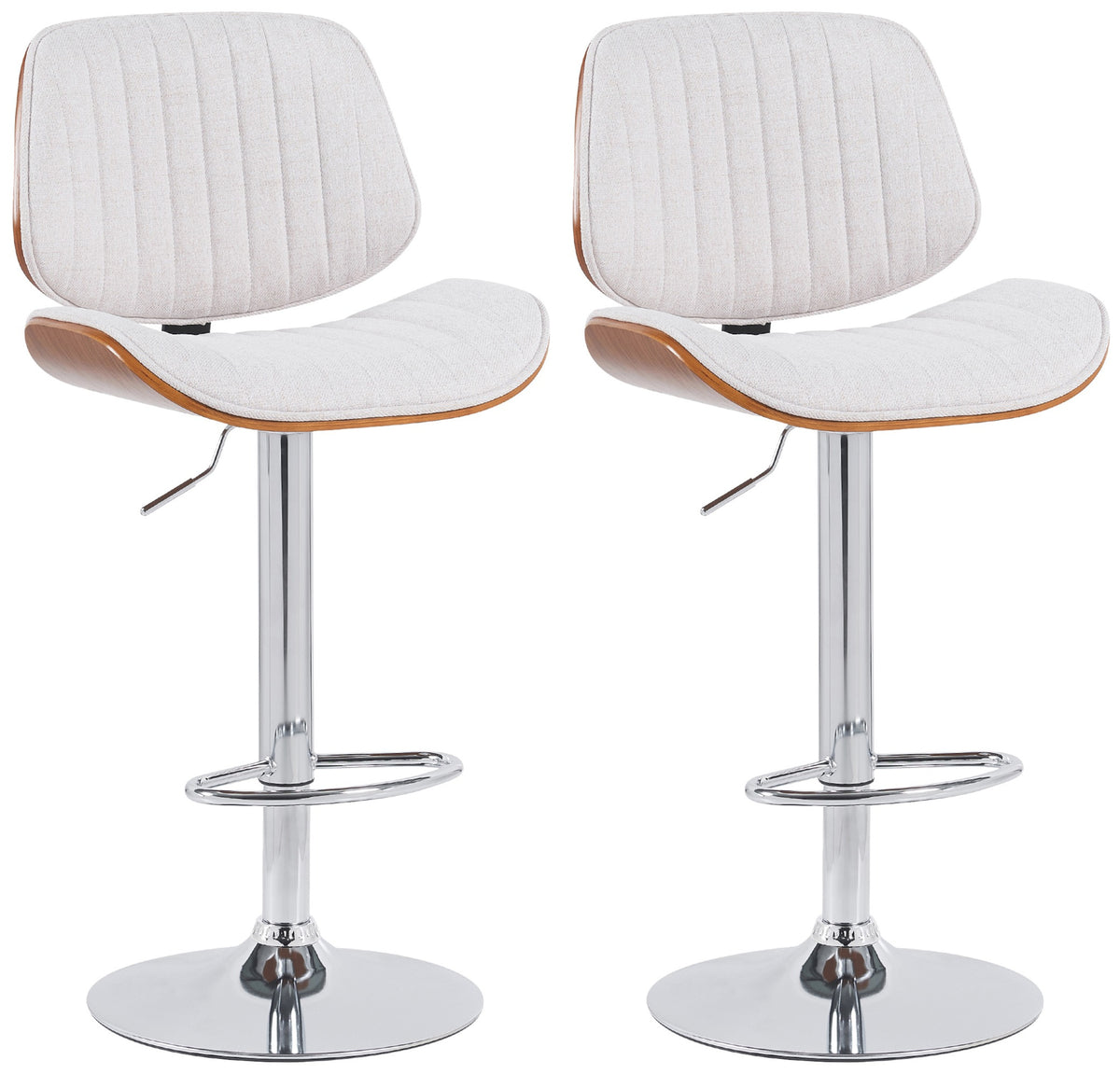 2er Set Barhocker Clawson Stoff chrom - walnuss/creme