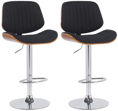 2er Set Barhocker Clawson Stoff chrom - walnuss/schwarz