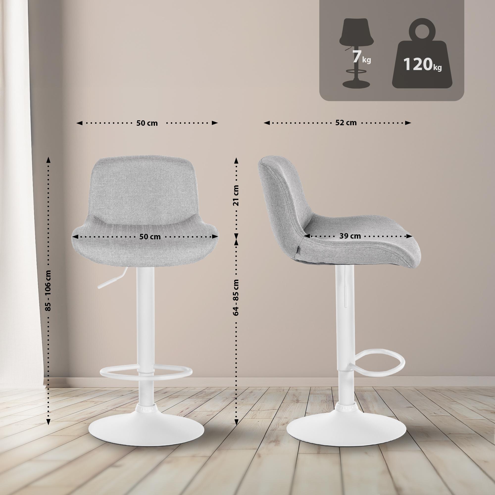 Set di 2 sgabelli da bar Solon in tessuto grigio chiaro, design moderno e comfort ottimale per il relax.