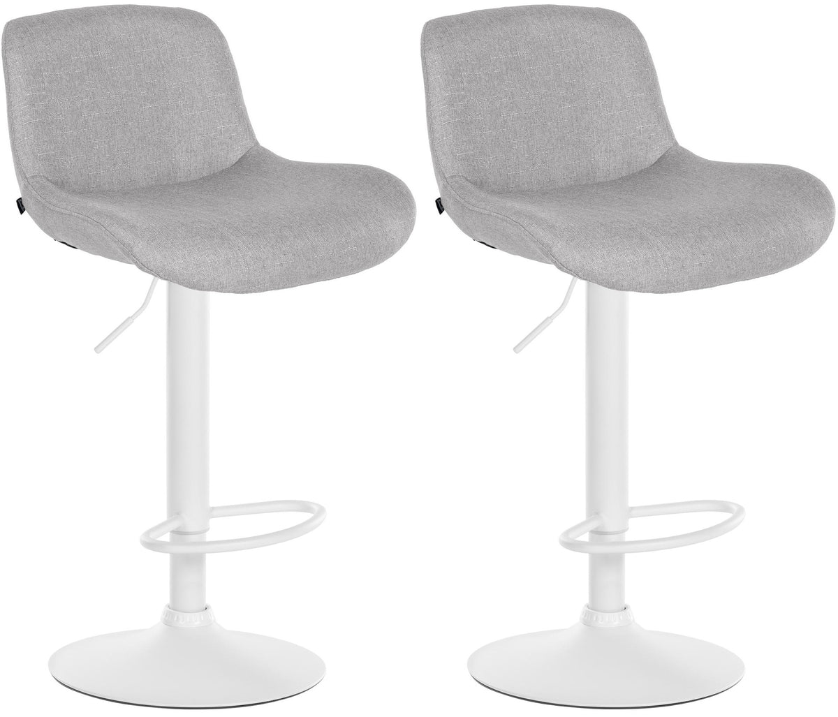 Set di 2 sgabelli da bar Solon in tessuto grigio chiaro, design moderno e comfort ottimale per il relax.