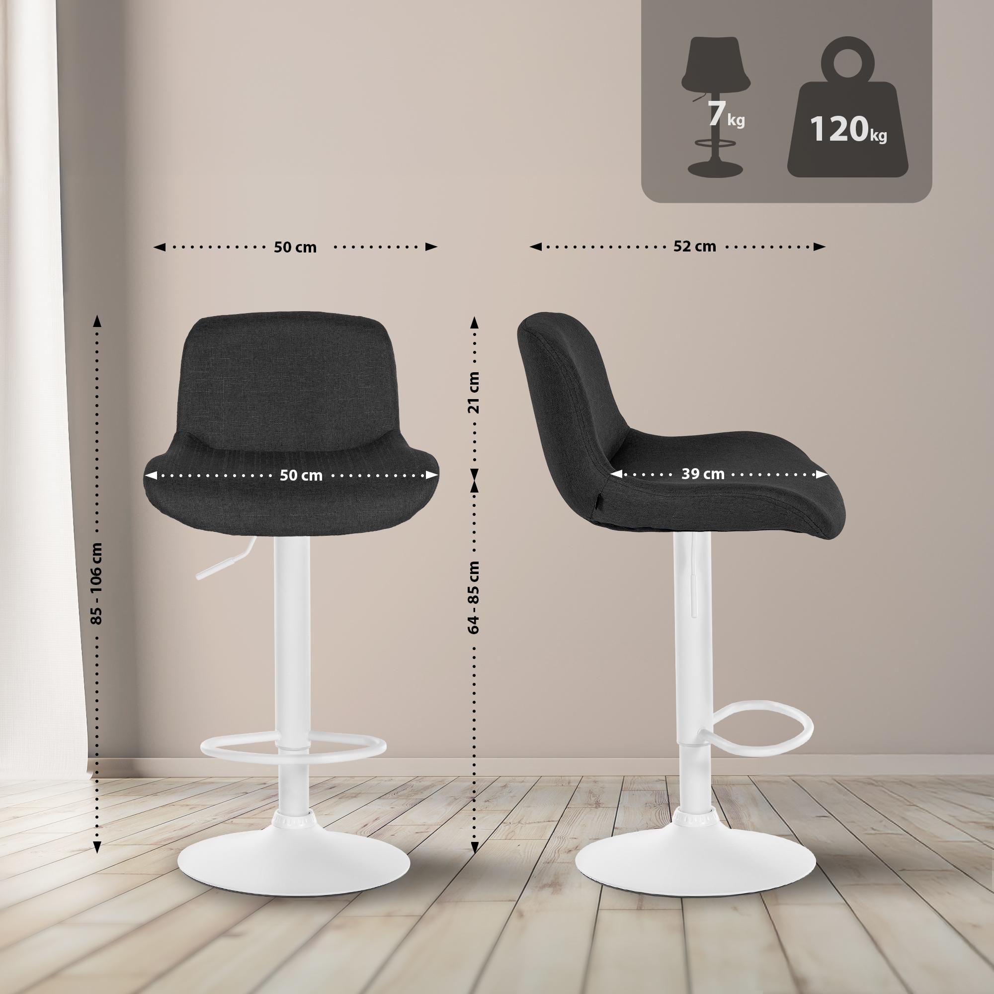 Set di 2 barhocker Solon in tessuto bianco e nero, design moderno e comfort ottimale per il tuo spazio.