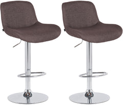 Set di 2 sgabelli da bar Solon in cromato e tessuto marrone scuro, design moderno e comfort elevato.