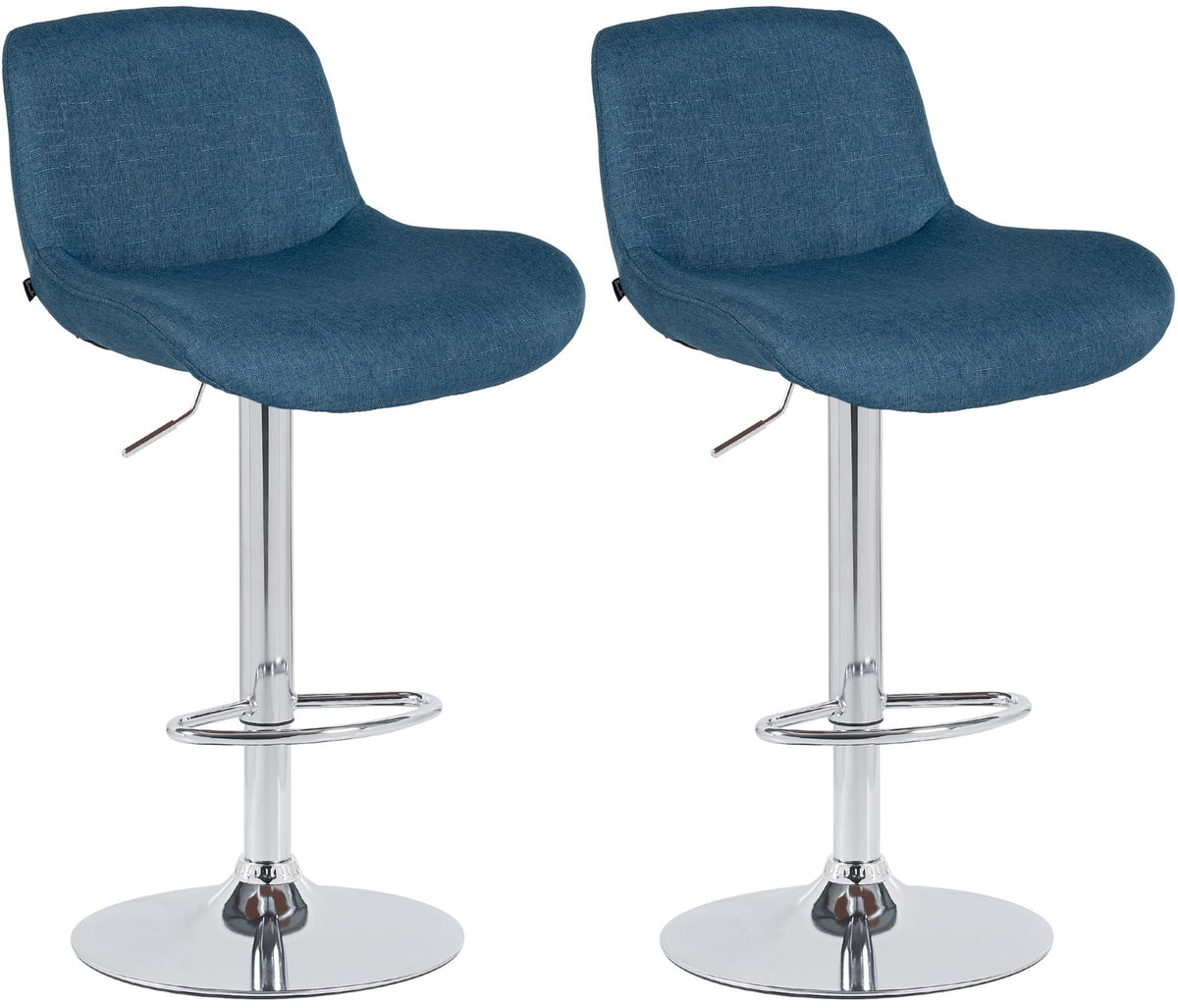 2er Set Barhocker Solon Chrom Stoff - blau