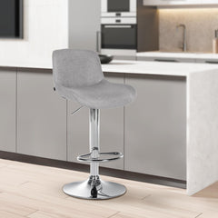 2er Set Barhocker Solon Chrom Stoff - hellgrau