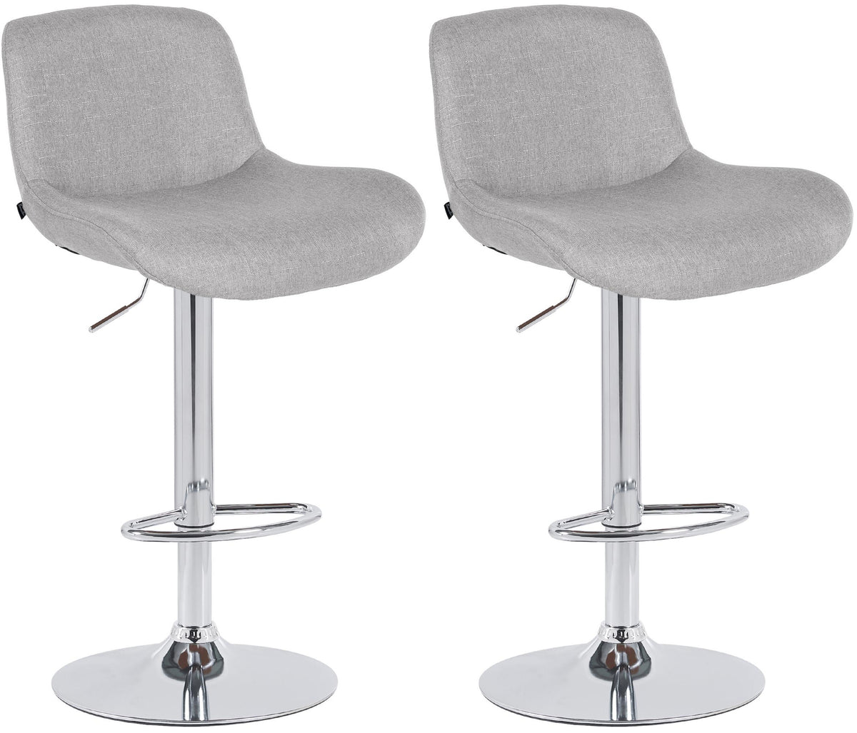 2er Set Barhocker Solon Chrom Stoff - hellgrau