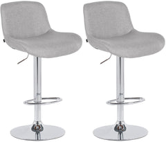 2er Set Barhocker Solon Chrom Stoff - hellgrau