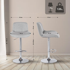 2er Set Barhocker Solon Chrom Stoff - hellgrau