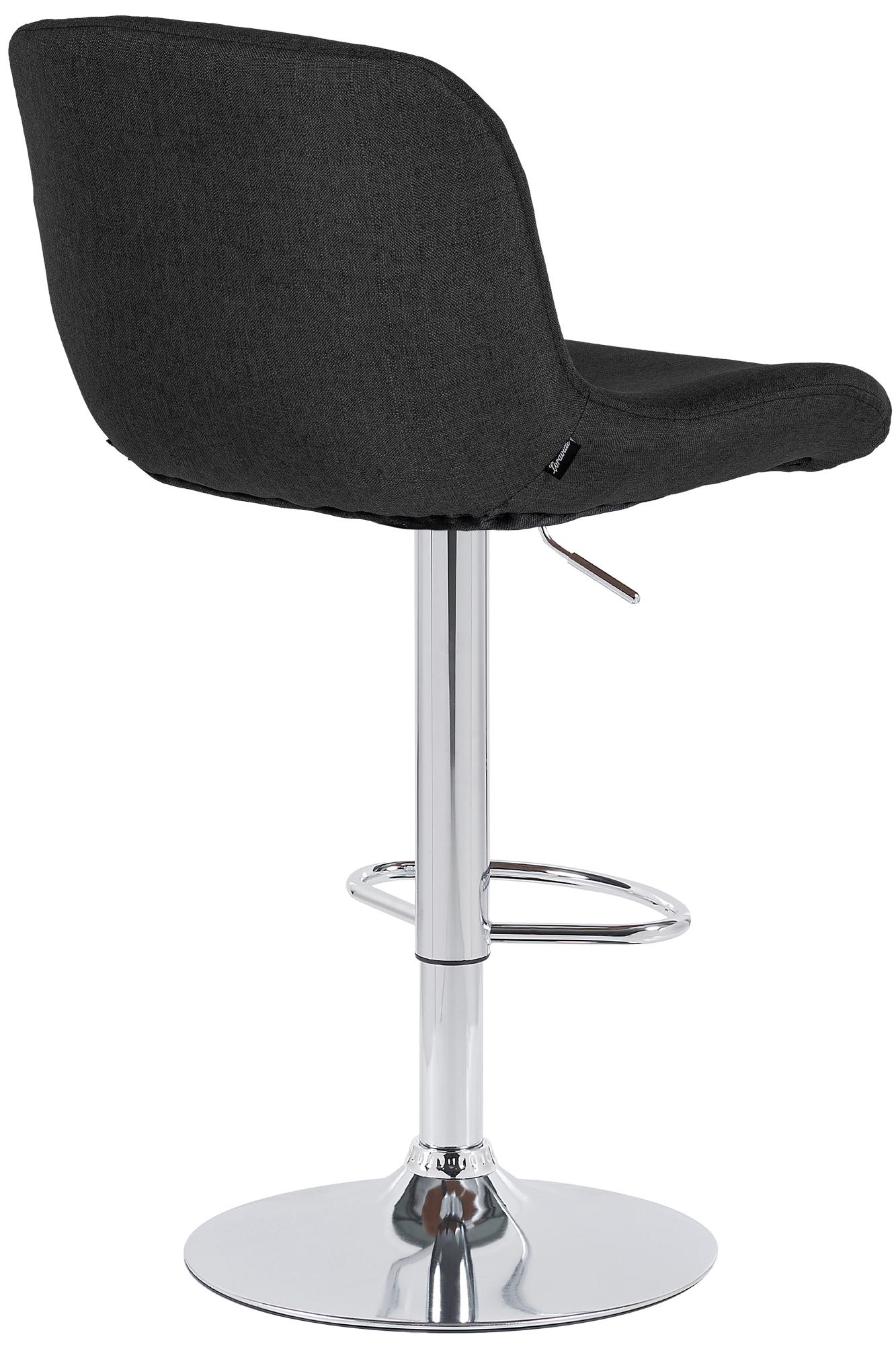 Set di 2 barhocker Solon in cromato con seduta imbottita nera, design moderno e comfort elevato.