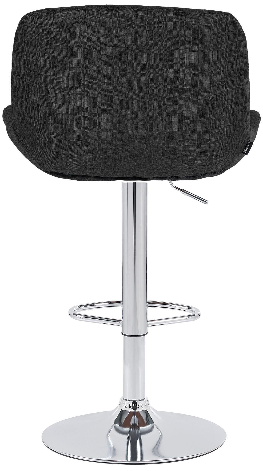 Set di 2 barhocker Solon in cromato con seduta imbottita nera, design moderno e comfort elevato.