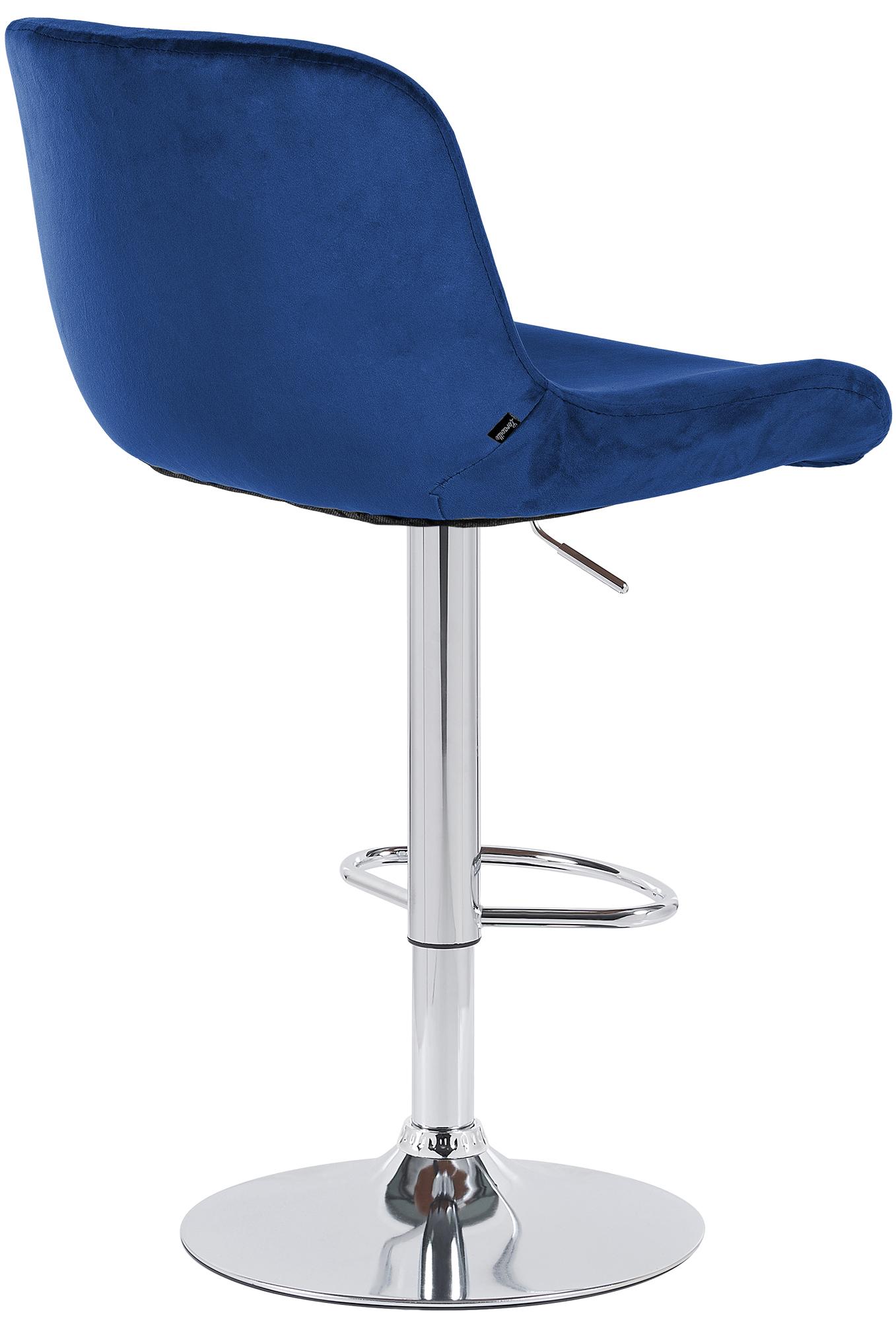 Set di 2 sgabelli da bar Solon in blu, design moderno con seduta in velluto e struttura in cromo, comfort elevato.