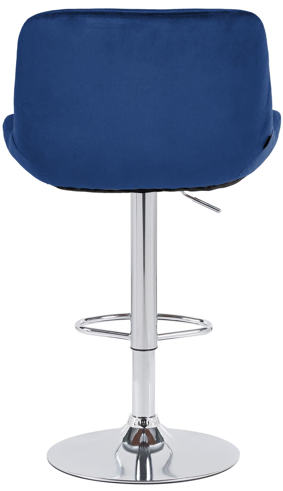 Set di 2 sgabelli da bar Solon in blu, design moderno con seduta in velluto e struttura in cromo, comfort elevato.