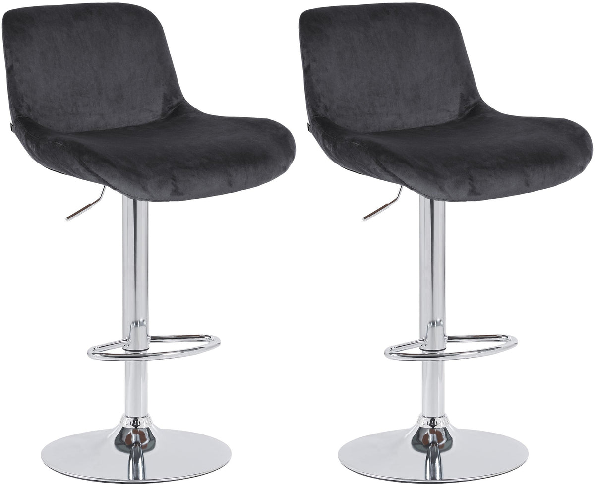 Set di 2 barhocker Solon in cromato e velluto nero, design moderno e comfort elevato per la tua casa.
