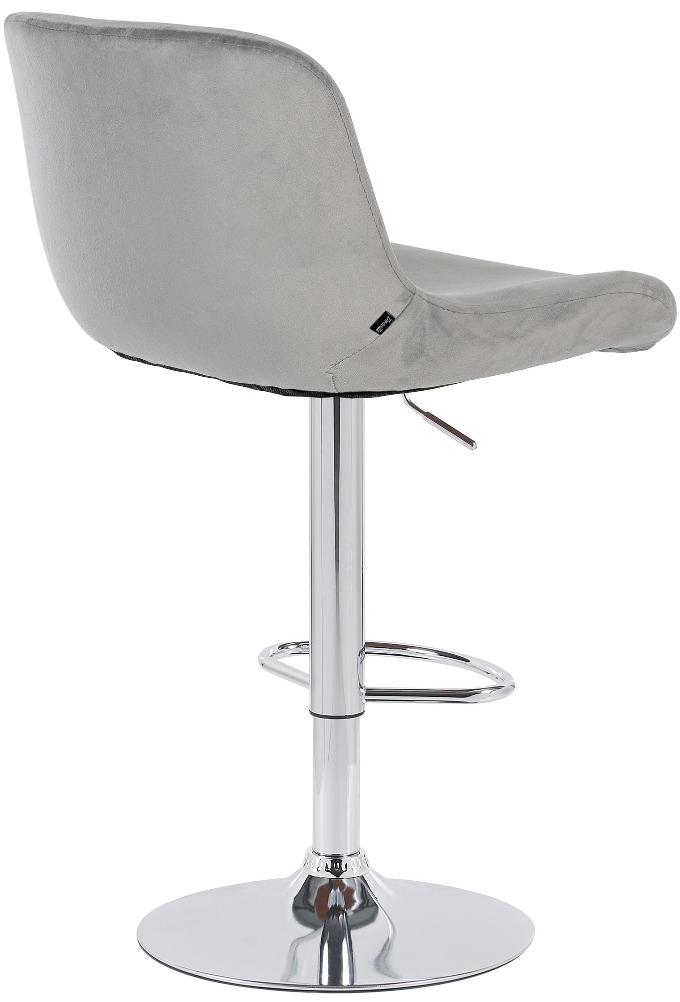Set di 2 sgabelli da bar Solon in velluto grigio con struttura in finitura cromo, design moderno e comfort elevato.