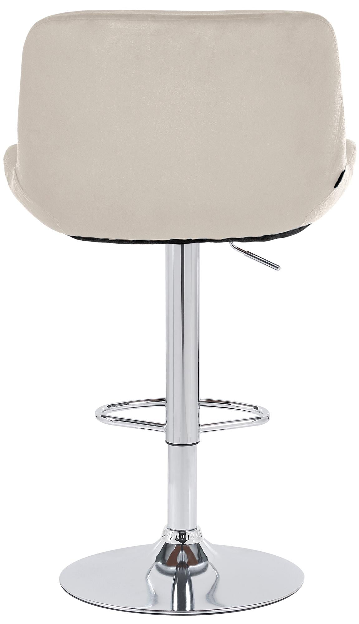 Set di 2 sgabelli da bar Solon in cromo e velluto crema, design moderno e comfort ottimale per ogni ambiente.
