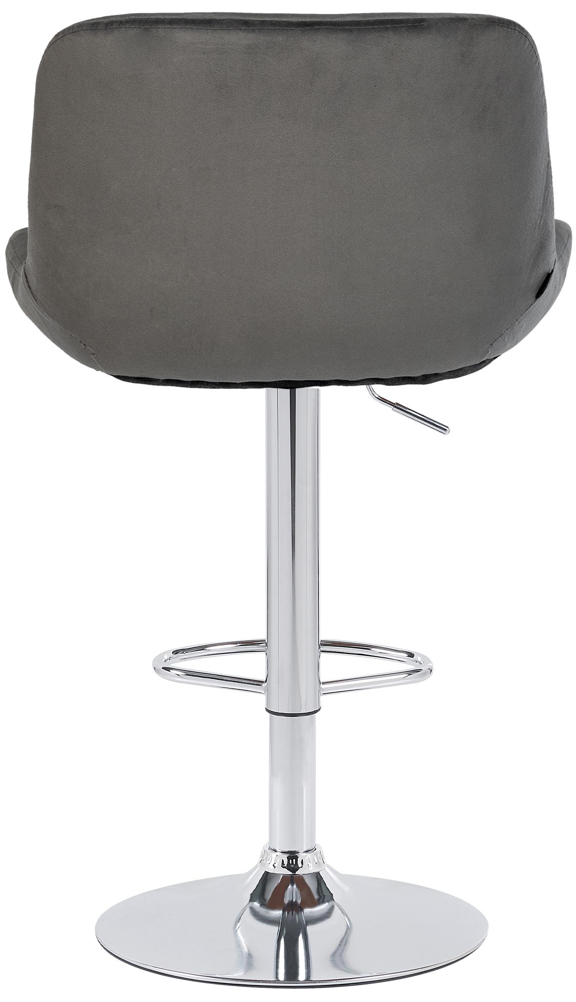 Set di 2 sgabelli da bar Solon in cromato e velluto grigio scuro, design moderno e comfort elevato.