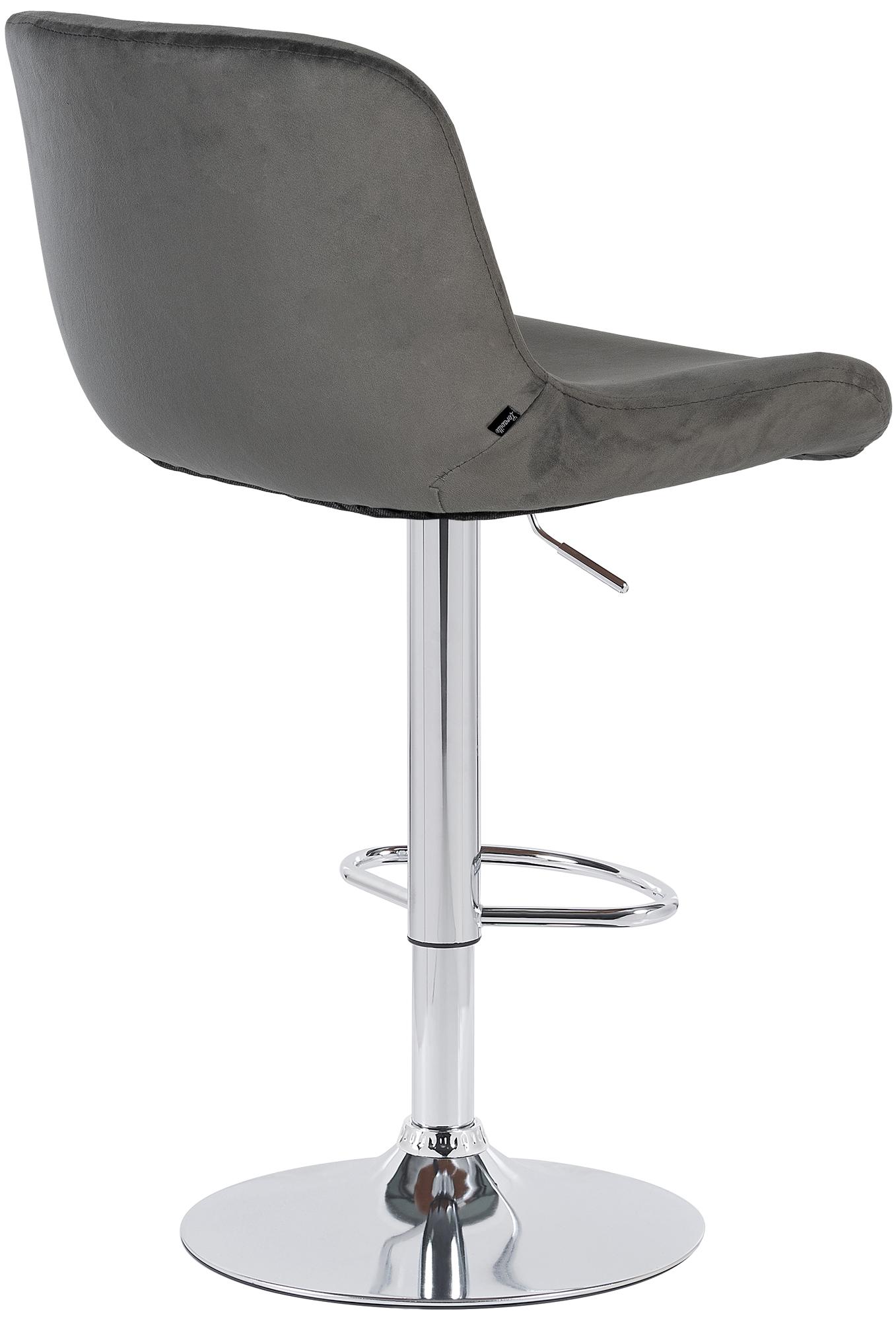 Set di 2 sgabelli da bar Solon in cromato e velluto grigio scuro, design moderno e comfort elevato.