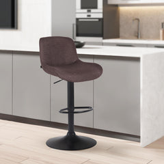 Set di 2 barhocker Solon neri in tessuto, design moderno e comfort elevato con schienale ergonomico.