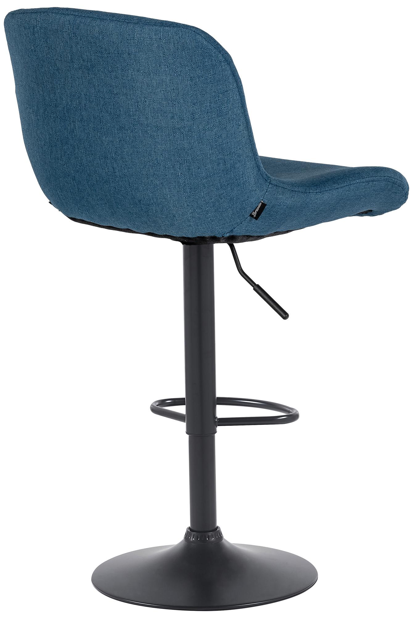 Set di 2 sgabelli da bar Solon neri con rivestimento blu, design moderno e comfort ottimale per la schiena.