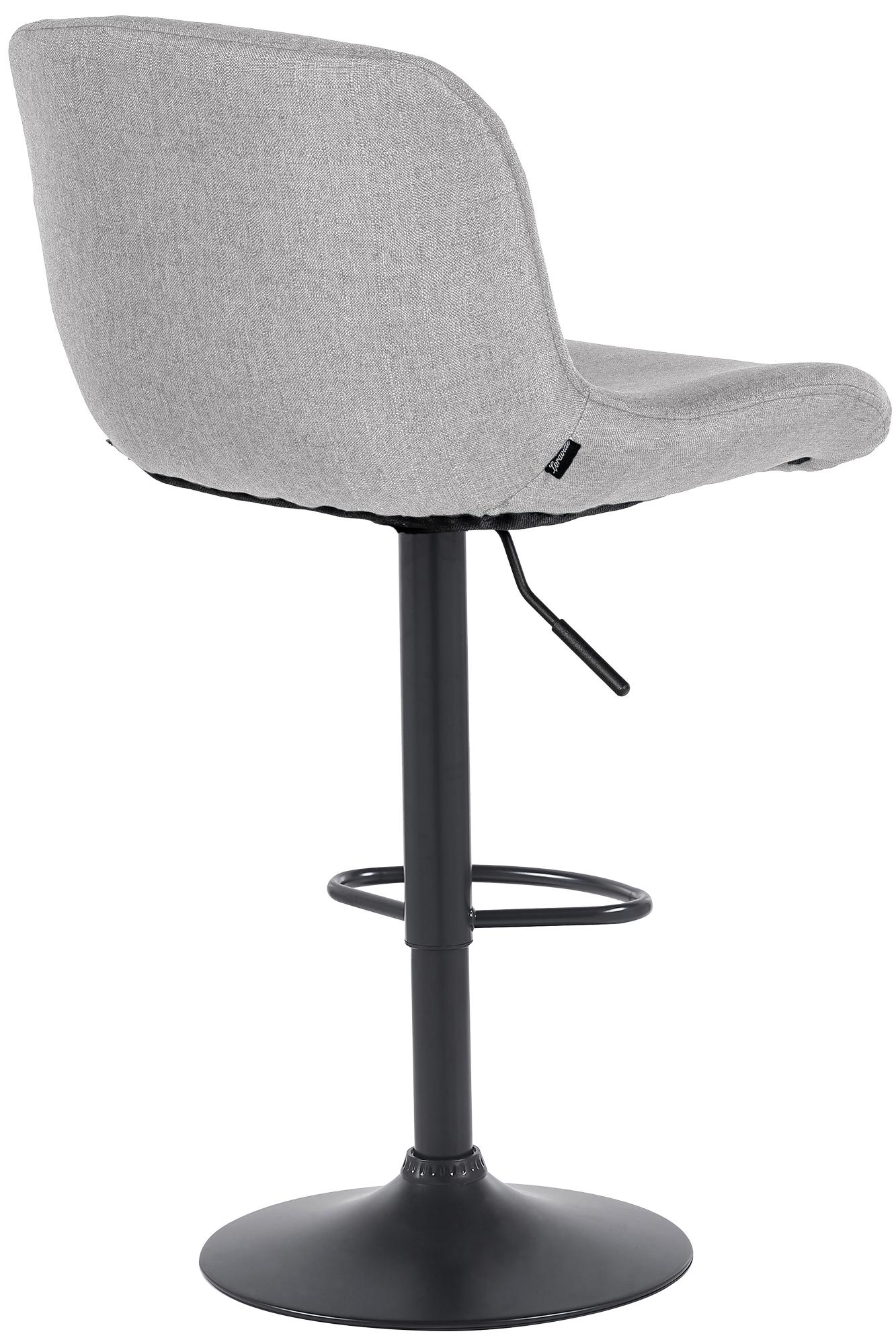 Set di 2 sgabelli da bar Solon neri con rivestimento in tessuto grigio chiaro, design moderno e comfort ottimale.