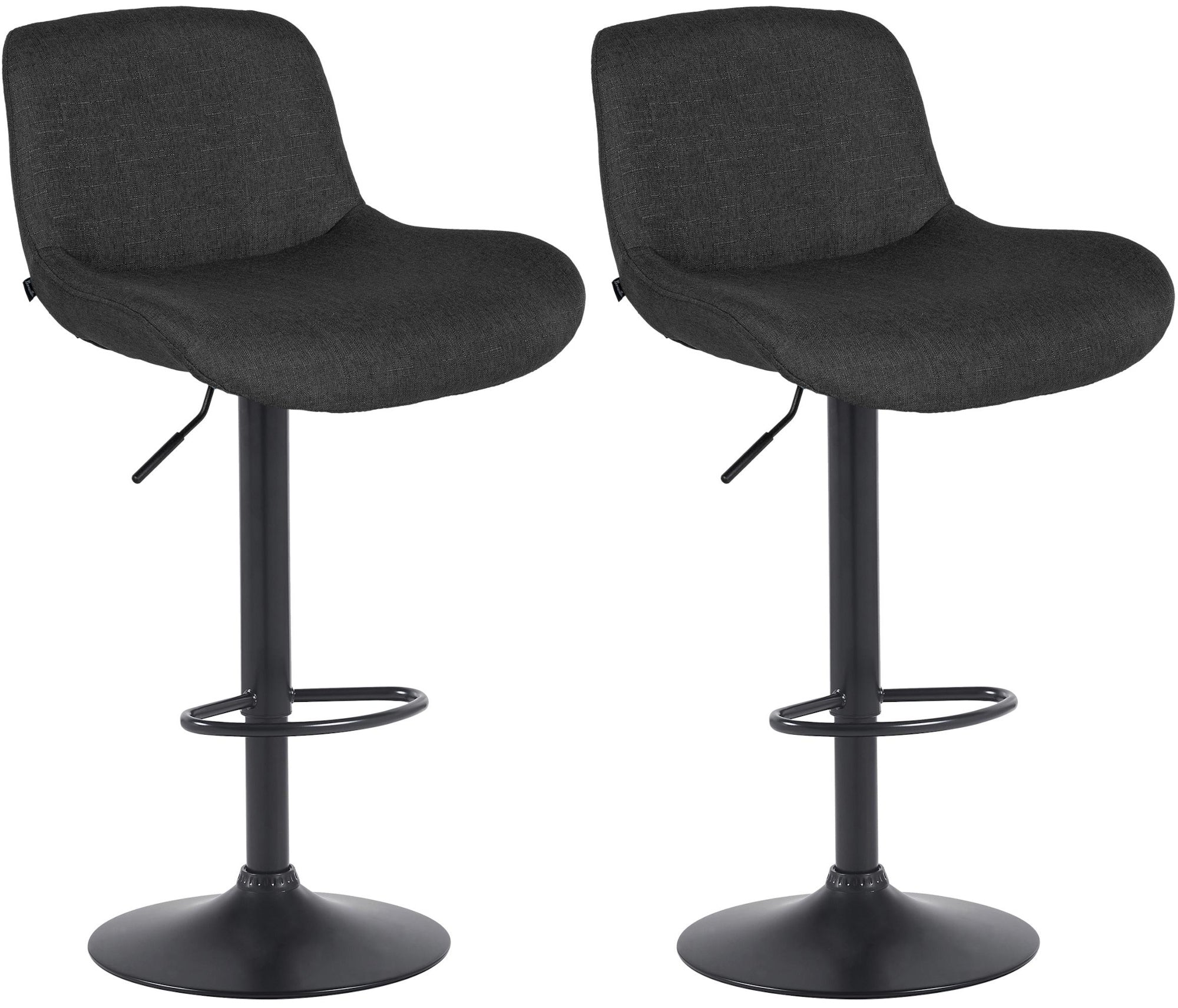 Set di 2 barhocker Solon neri in stoffa, design moderno e comodo, con schienale ergonomico per un comfort ottimale.
