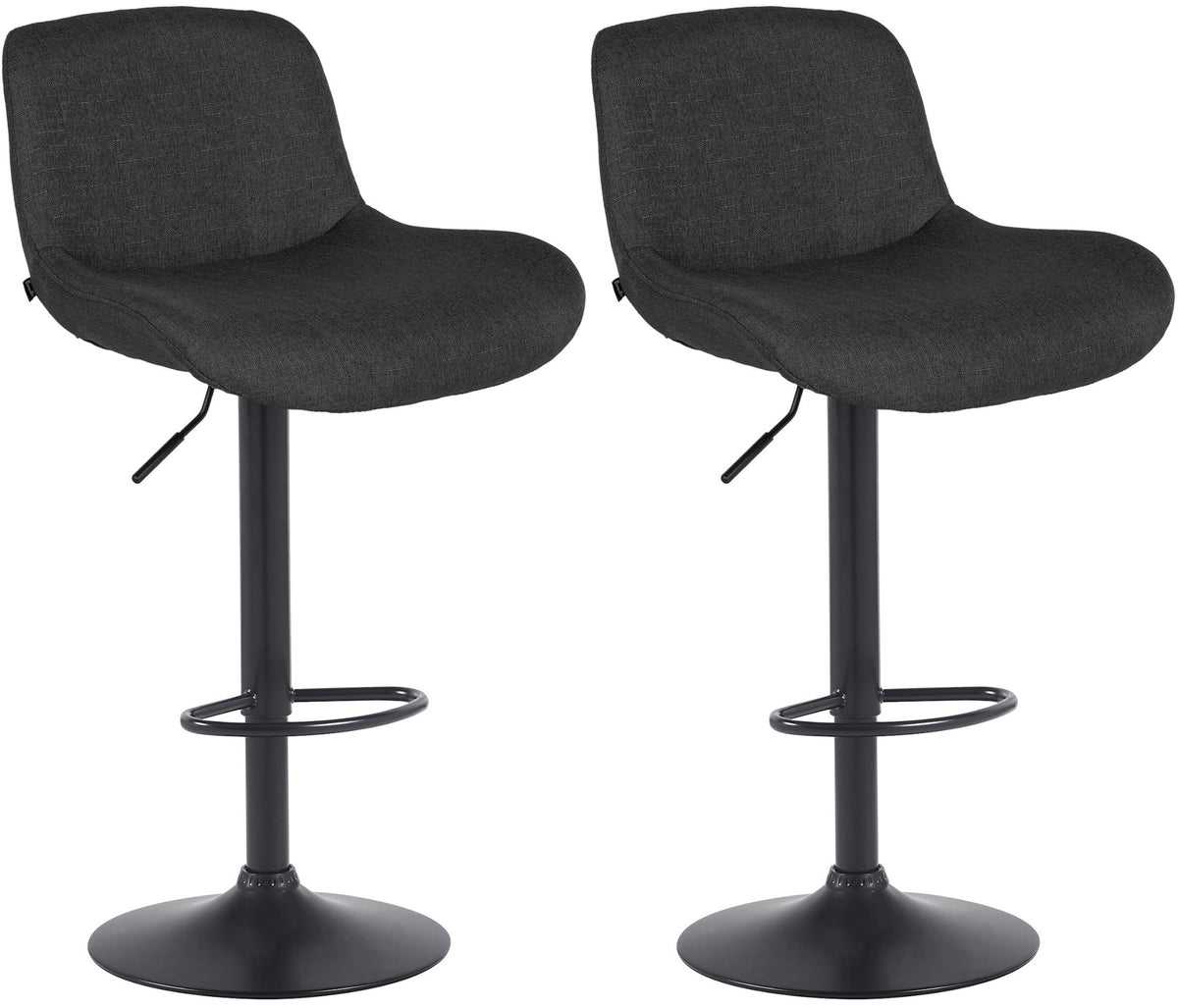 Set di 2 barhocker Solon neri in stoffa, design moderno e comodo, con schienale ergonomico per un comfort ottimale.